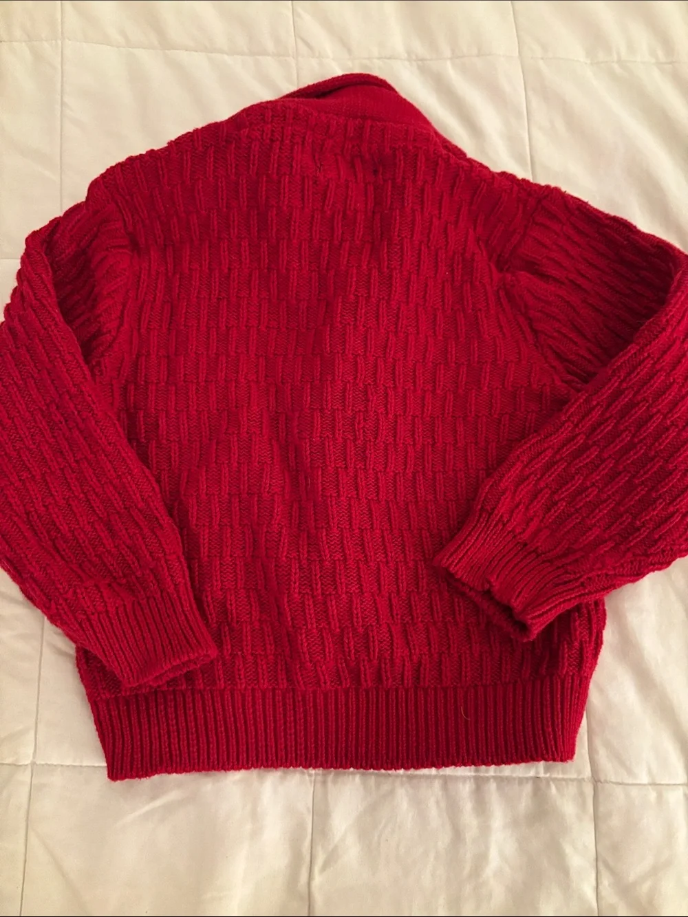 Girls' Red Cable Knit Shawl Collar Button Sweater more of a Sz 3T